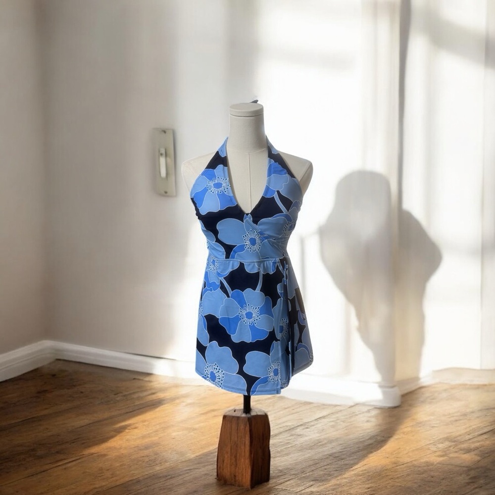 Draper James Faux Wrap Halter Swim Dress SZ SM NWT